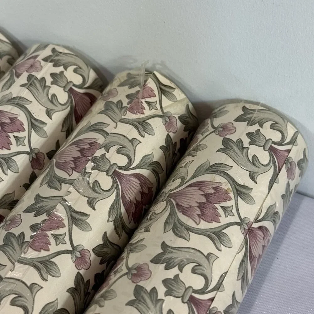 6 Rolls Vintage Imperial Wallpaper Floral Damask Mauve Pink Green Cottagecore